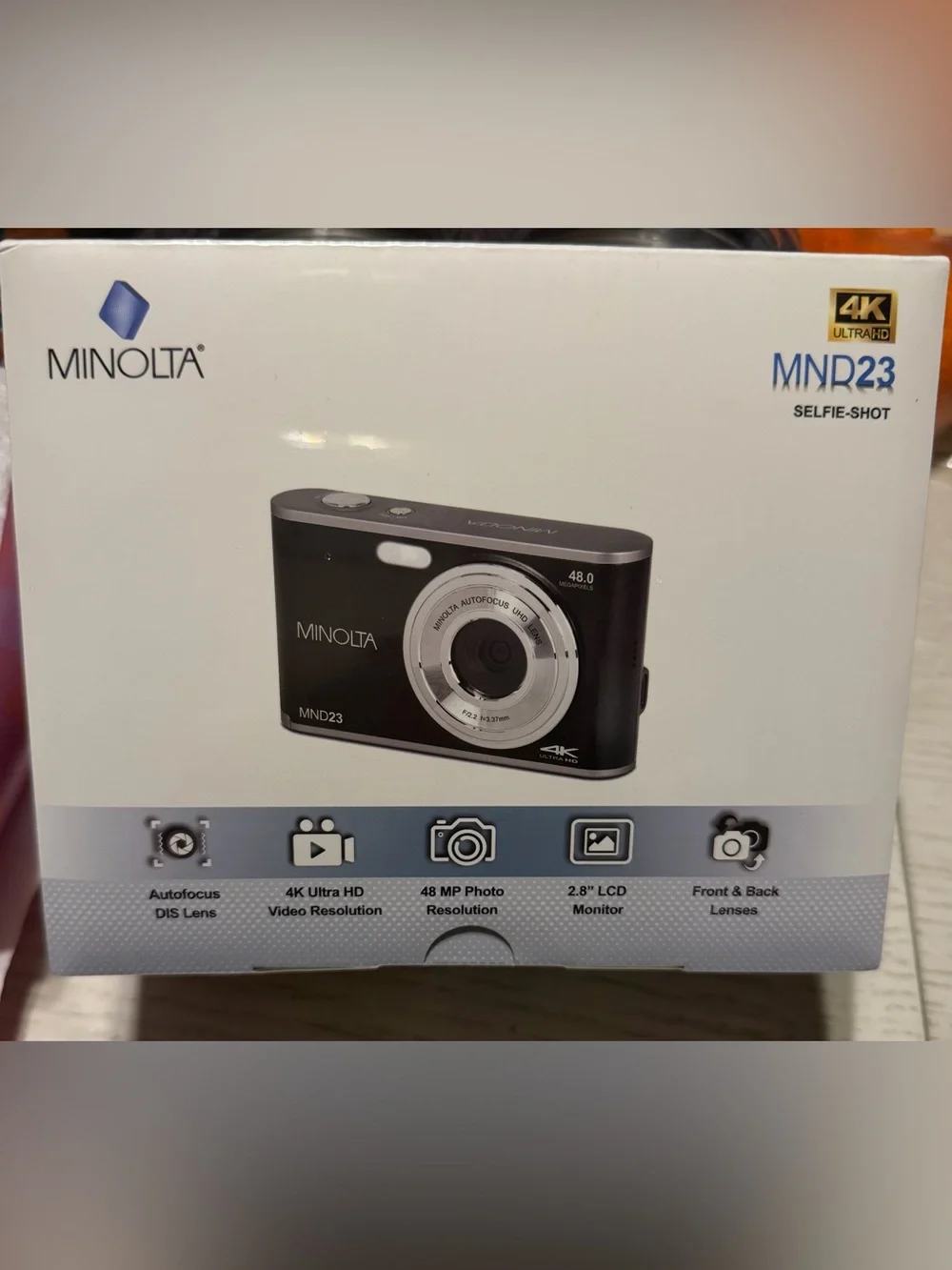 Minolta 48MP Black Compact Digital Camera with 4K UHD Video MND23